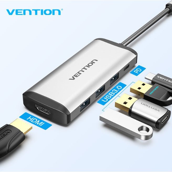 Vention USB-C MULTI-FUNCTIONAL 5 in 1 DOCKING STATION TYPE C TO HDMI,USB 3.0(3 ports), PD docking station - Vertexhub Shop-vention