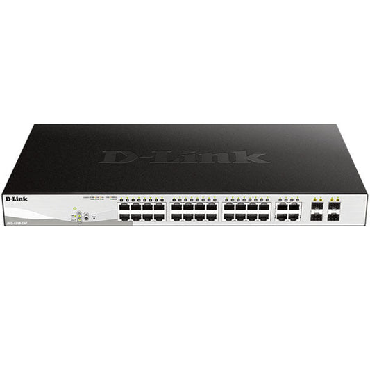 D-Link DGS-F1210-26PS-E – 24 port Managed Gigabit Switch with 24 10/100/1000 Mbps PoE ports, 2 Gigabit SFP uplink ports. - Vertexhub Shop