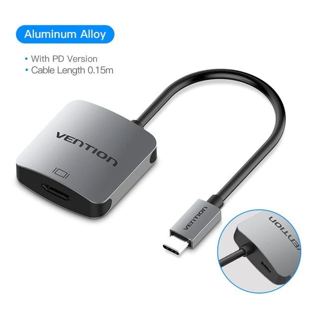 USB-C to HDMI Converter Aluminium alloy Grey-0.15M - Vertexhub Shop-vention