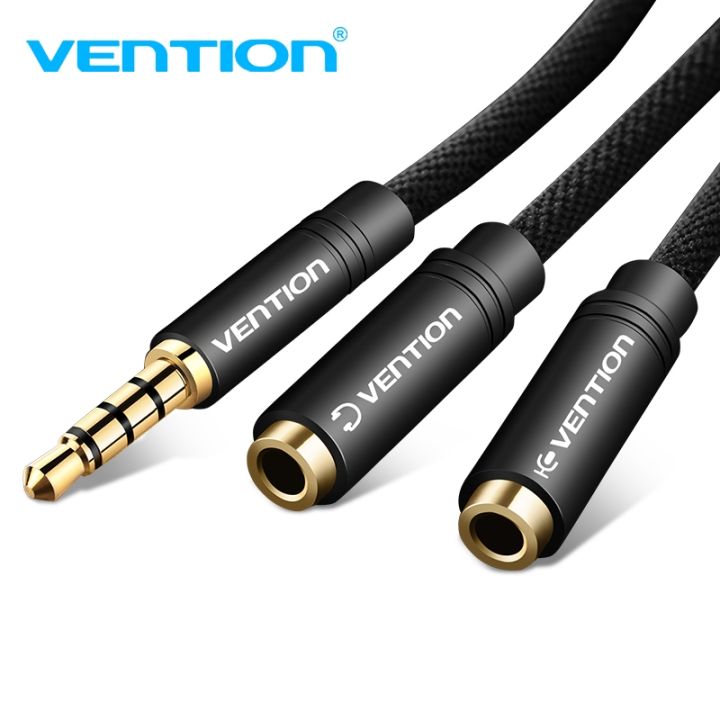 Vention 3.5mm Male to 2 *3.5 femaleFemale Stereo Splitter Cable 0.3M Black ABS Type - Vertexhub Shop-vention