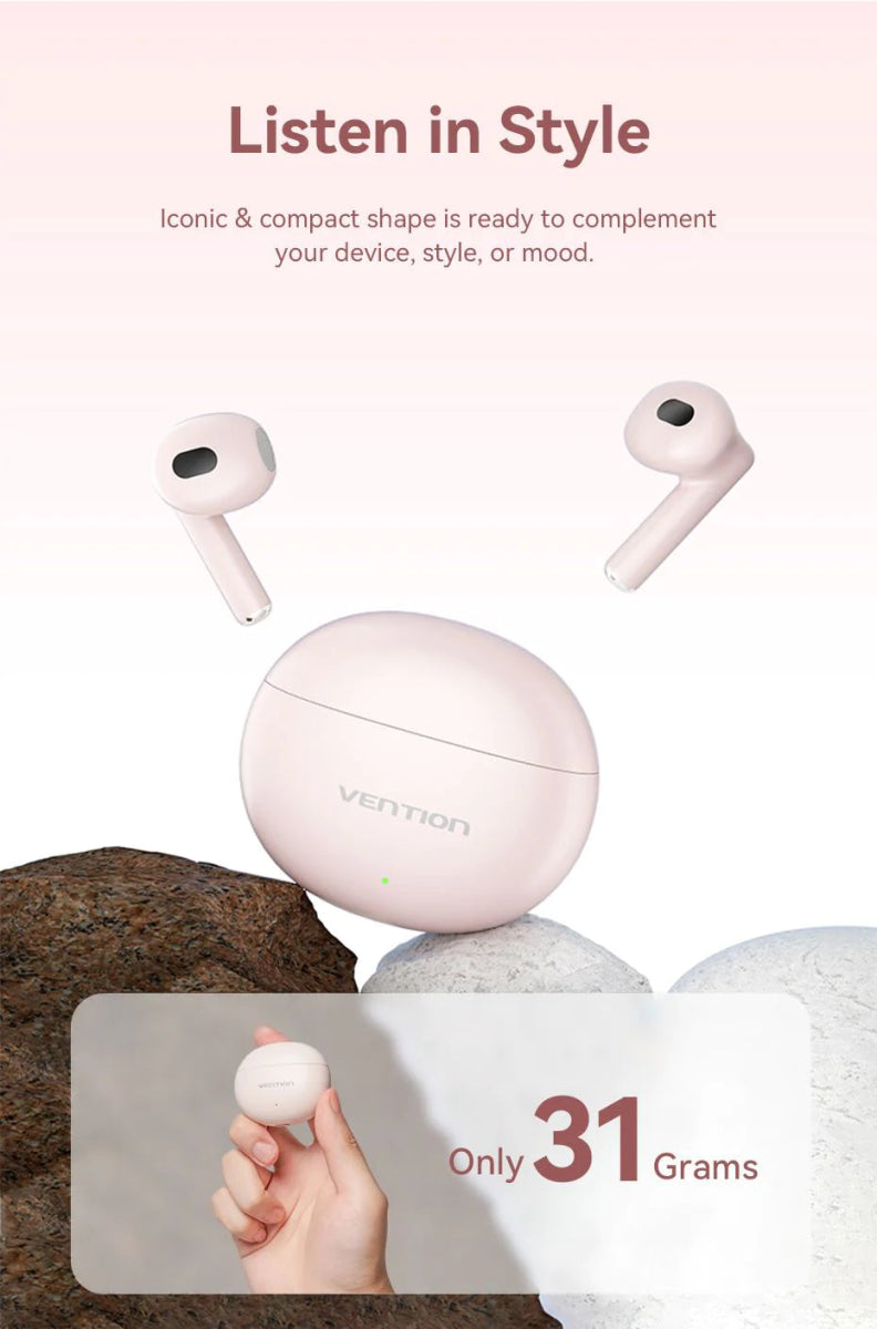 Vention Elf E06 Wireless Earbuds-PINK - Vertexhub Shop-vention