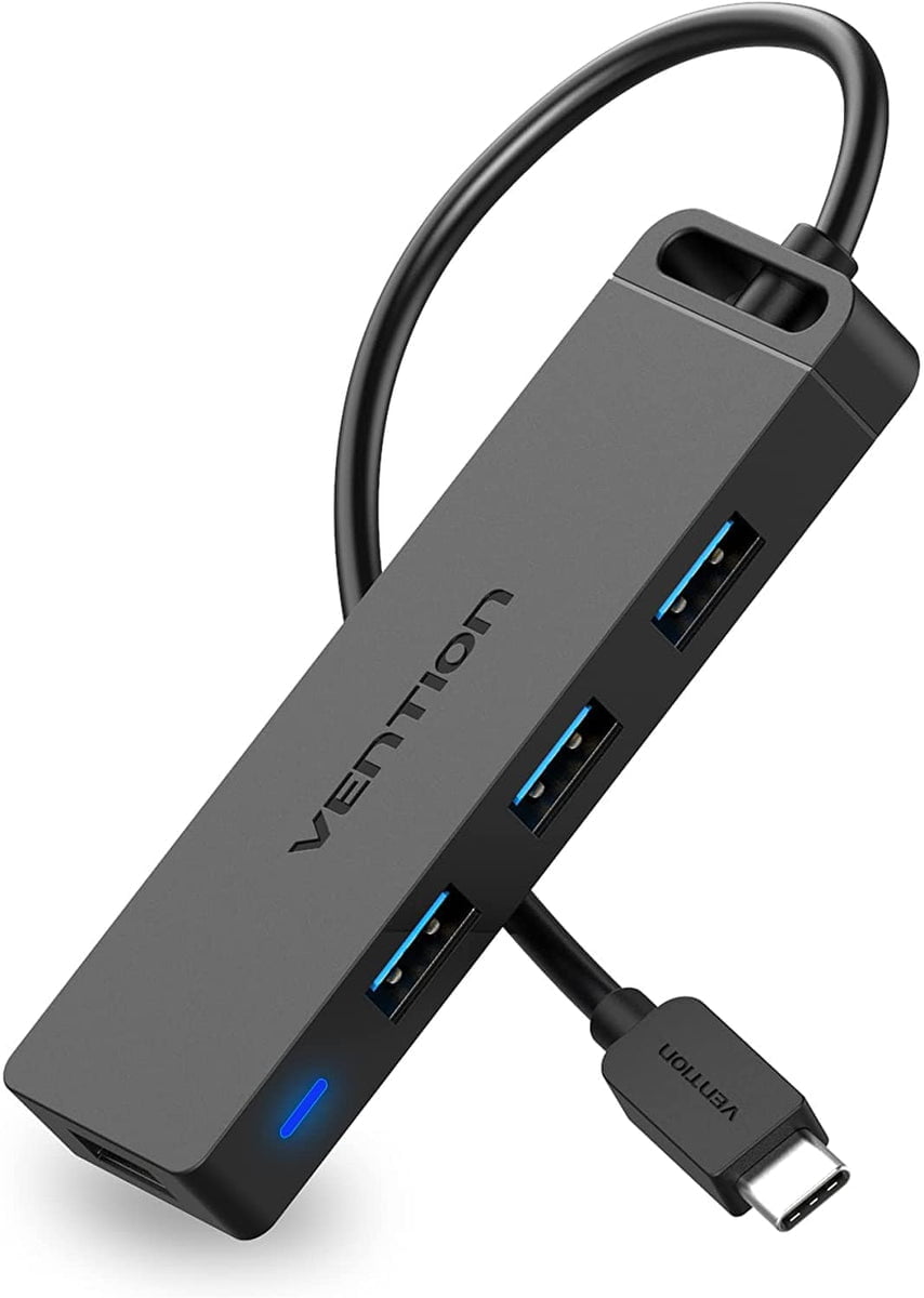 Vention Type-C to 4-Port USB 3.0 Hub with Power Supply Black 0.15M ABS Type - Vertexhub Shop-vention