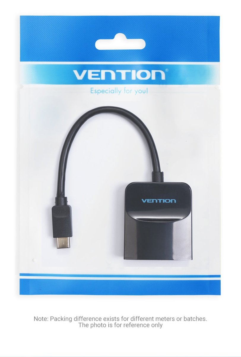 Vention Type-C to VGA Adapter 0.15M Black ABS Type - Vertexhub Shop-vention