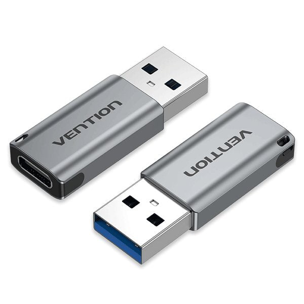 Vention USB 3.0 Male to USB-C Female Adapter Gray Aluminum Alloy Type - Vertexhub Shop-vention