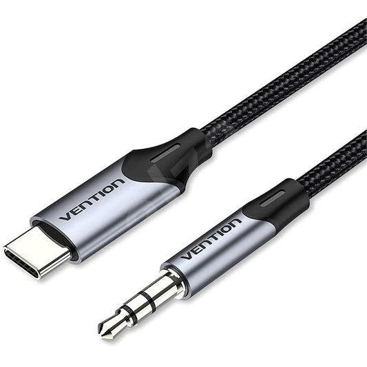 VENTION USB-C MALE TO 3.5MM MALE CABLE 1M GRAY ALUMINUM ALLOY TYPE - Vertexhub Shop