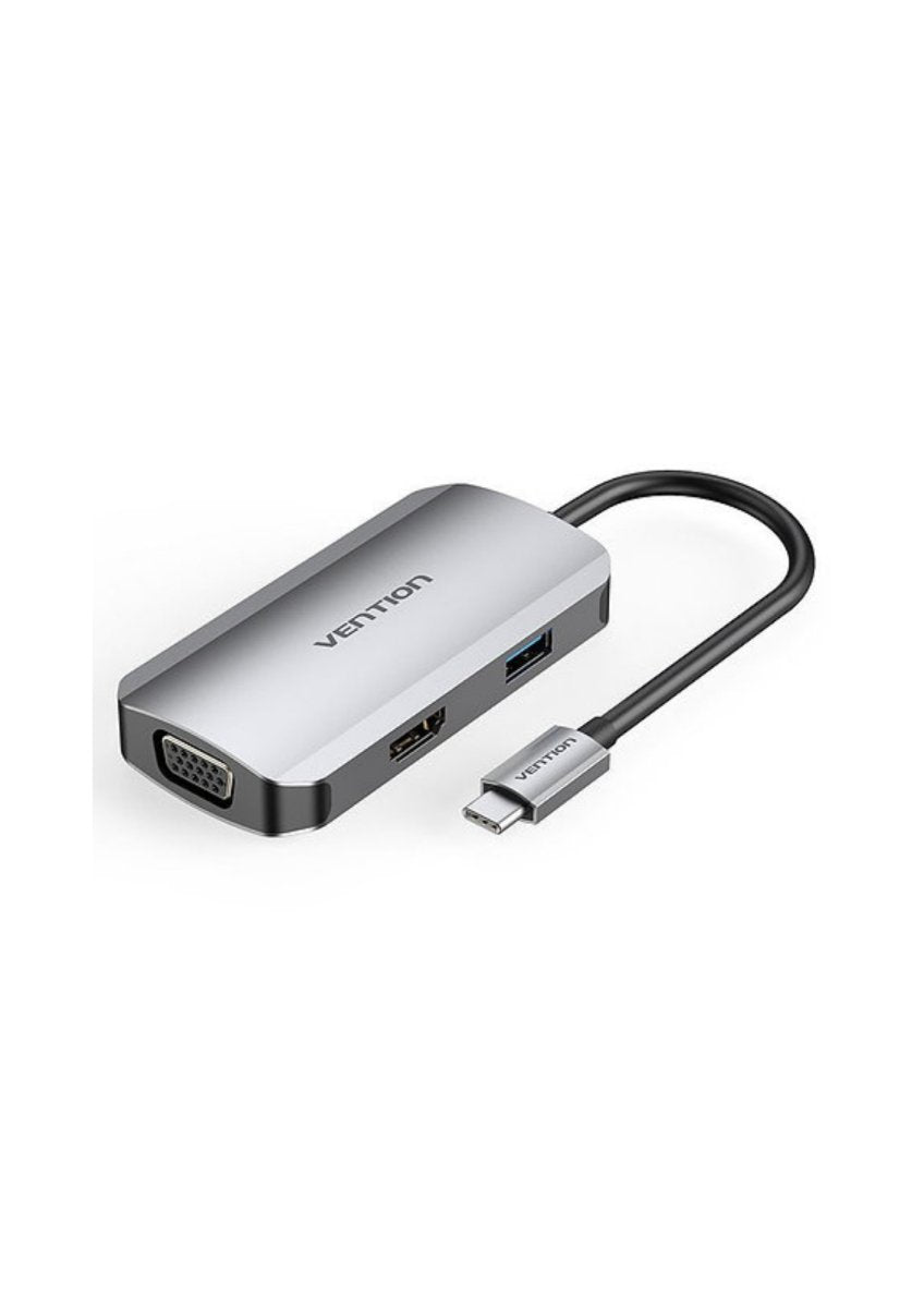 Vention USB-C MULTI-FUNCTIONAL 7 in 1 DOCKING STATION Type C to HDMI/USB 3.0x3/SD/TF/PD Docking Station Gray 0.15M Aluminum Alloy Type - Vertexhub Shop-vention