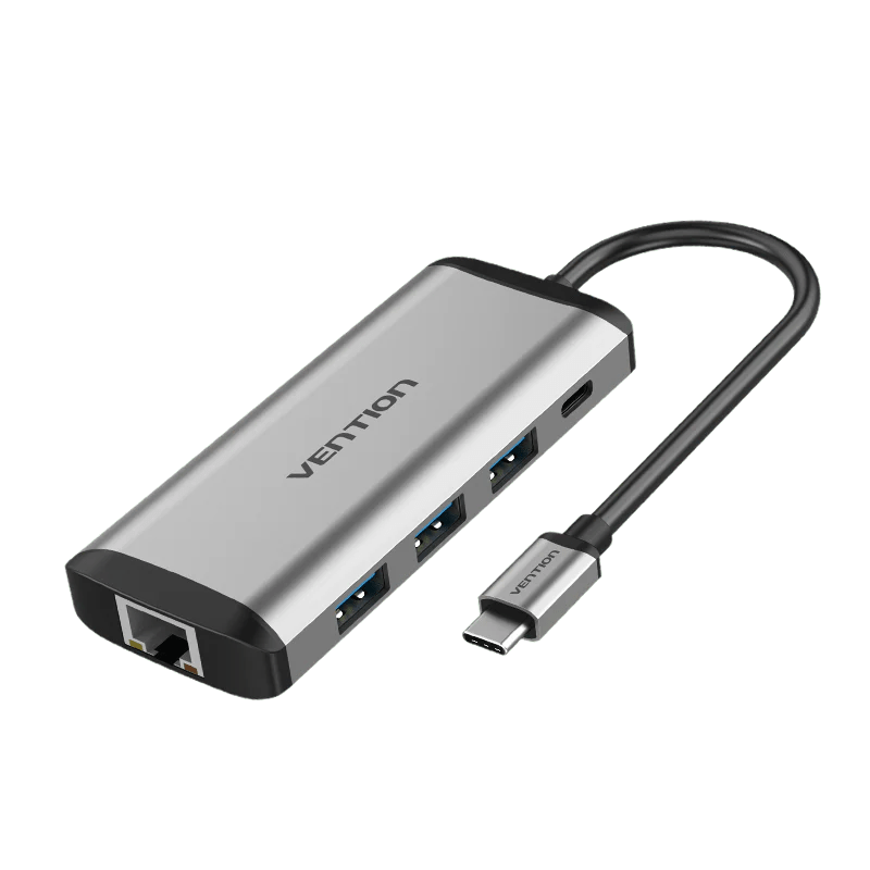 Vention USB-C MULTI-FUNCTIONAL 9 in 1 DOCKING STATION Type C to HDMI/USB3.0*3/TF/SD/RJ45/3.5mm Audio/PD (87W) Docking Station - Vertexhub Shop-vention